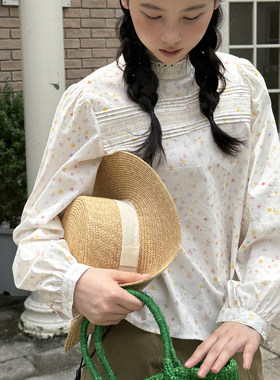 MC星星印花长袖花边领衬衫