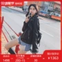 Mùa thu 2019 áo khoác da mới nữ ngắn phần vạt áo mỏng eo cao da cừu đầu máy áo khoác da nhỏ - Quần áo da áo da báo
