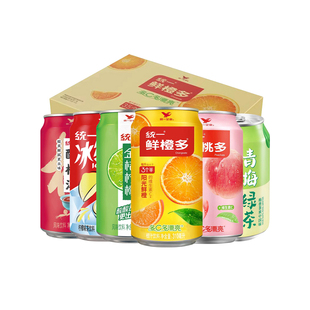 统一饮料鲜橙多蜜桃多青梅绿茶金桔冰红茶组合装310ml*12罐24罐装
