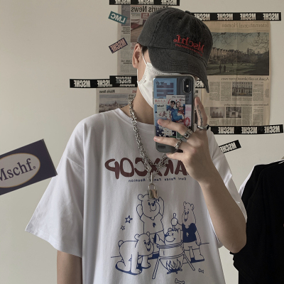 3226-P30 原创 2020夏天韩国复古童趣卡通印花短袖t恤男女潮
