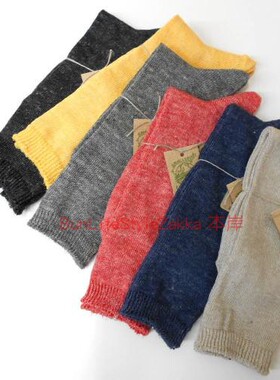 BLS本岸现货日本进口Small Stone亚麻亲肤透气时尚休闲纯色中筒袜