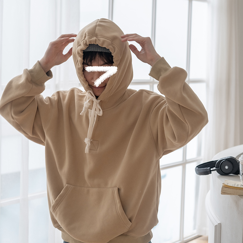 几立复合加绒简约连帽卫衣