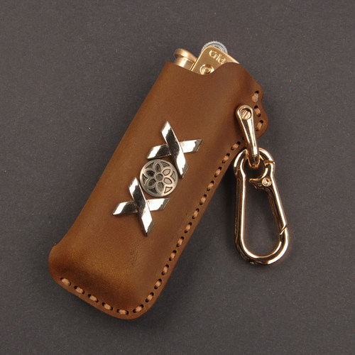 手工缝制牛皮防丢皮套