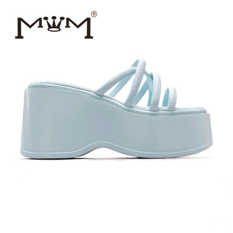 韩系甜心~镂空交叉系带厚底拖鞋女 2026春夏ins时尚名媛高跟凉拖,女鞋,一字拖,淘宝优惠券,粉丝福利购,淘宝优惠卷