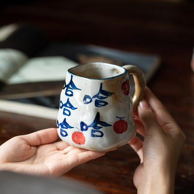 景德镇陶瓷杯囍福复古文艺马克杯