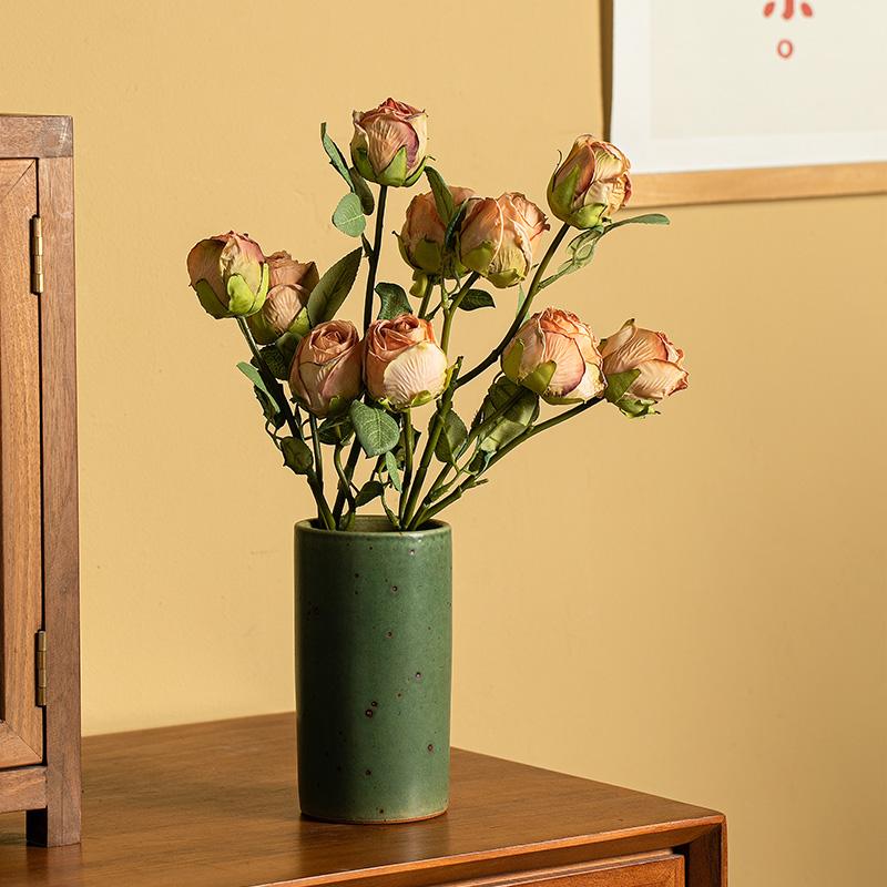 景德镇复古粗陶做旧手工陶瓷花瓶小号水养鲜花诧寂风民宿花器笔筒