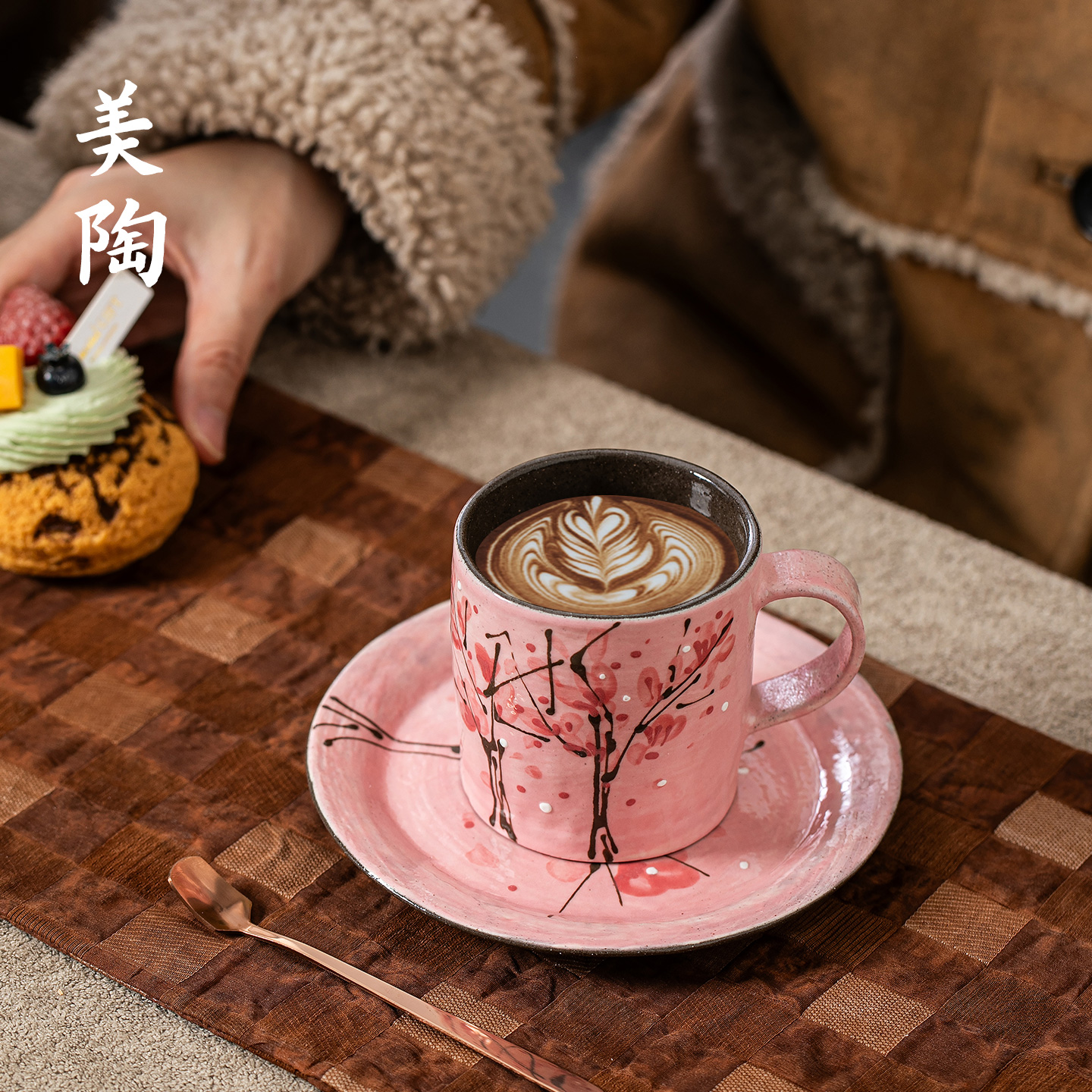 景德镇手作釉下彩手绘咖啡杯碟套