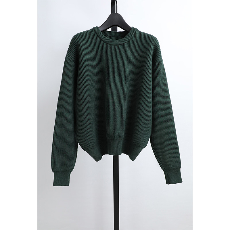韩国外贸女装百搭圆领针织毛衣
