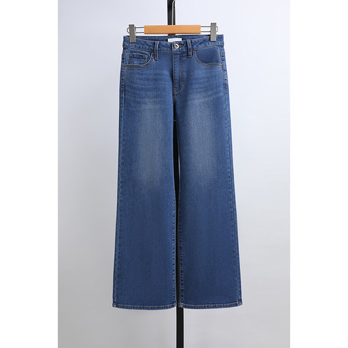 韩国品牌女装休闲直筒高腰牛仔裤