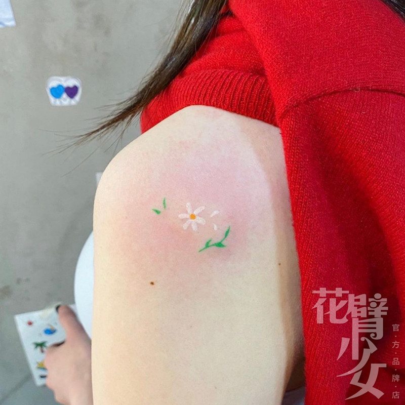 花臂少女tattoo 2020新品新工艺白色纹身贴ins小雏菊叶子花朵花瓣