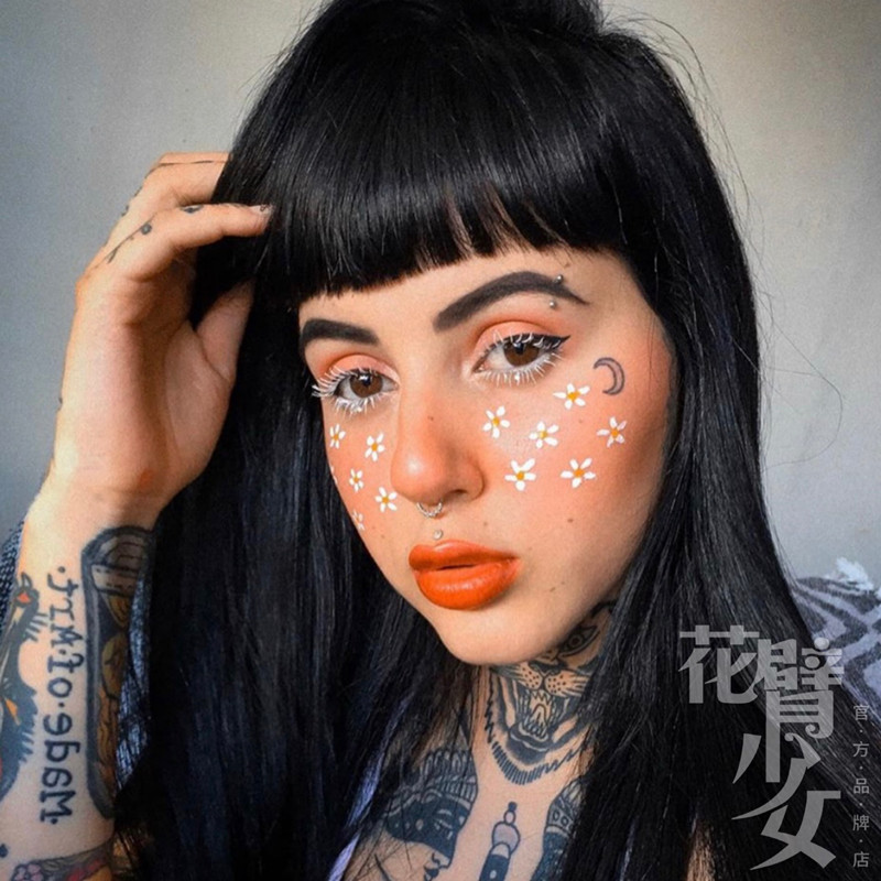 花臂少女tattoo 2020新品新工艺白色加彩色个性小雏菊美妆纹身贴