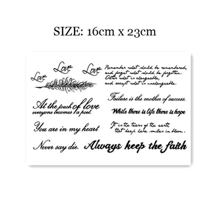 花臂少女tattoo d11原创原宿黑白字母纹身贴大图逼真