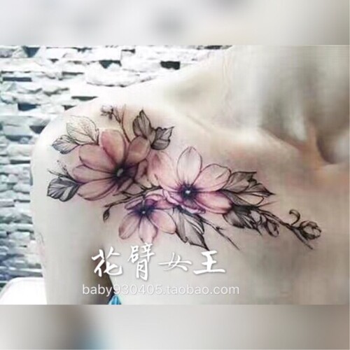 花臂少女TATTOO  D67  手绘 肩膀性感花朵花卉叶子纹身贴