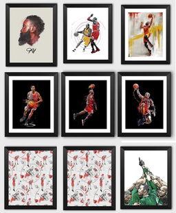 科比 乔 丹 皮逢罗德曼凯尔特人相框照片墙球迷礼物 篮球球馆装饰