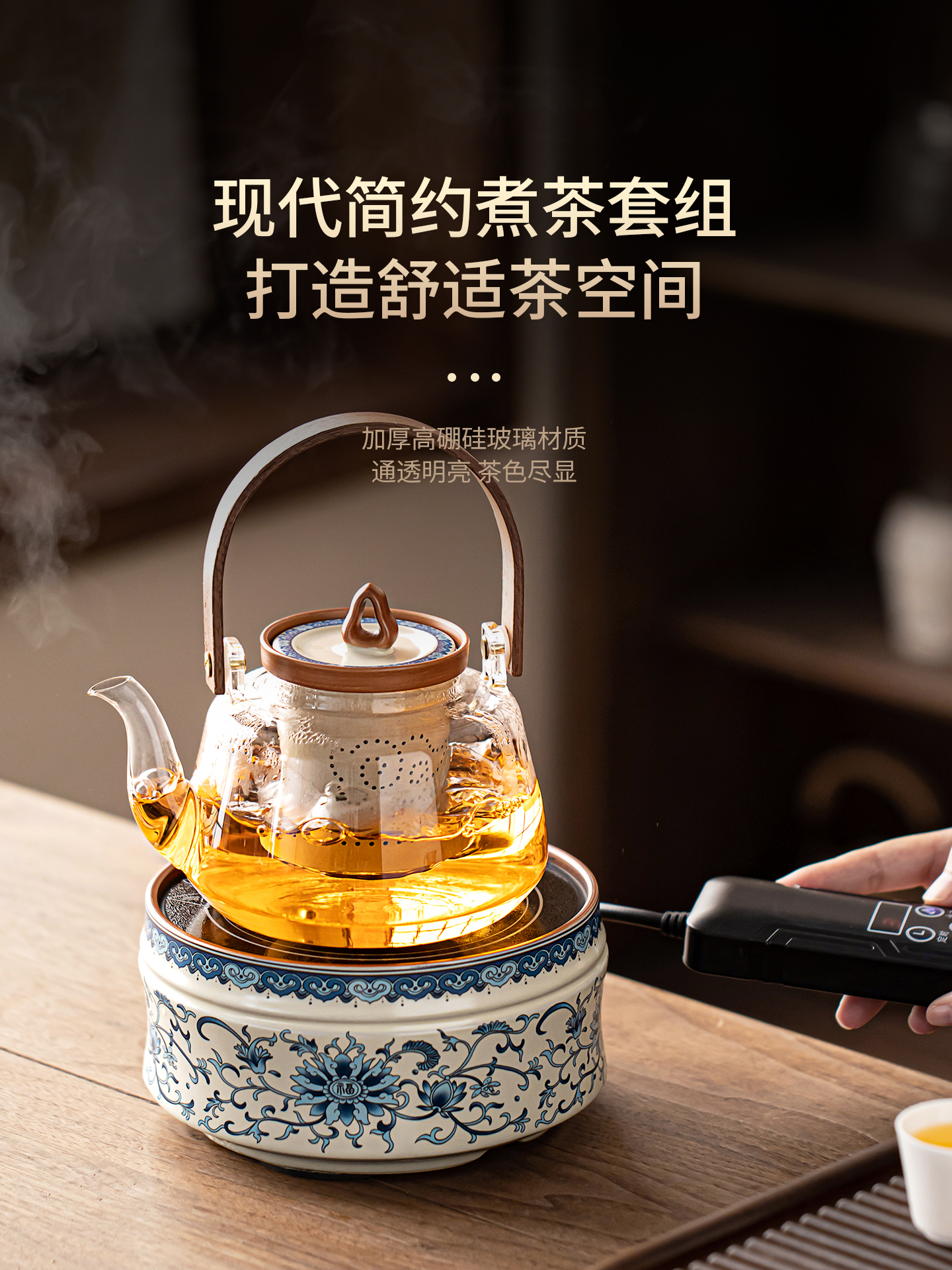 唐丰电陶炉煮茶壶家用玻璃烧水壶白茶煮茶壶围炉煮茶小型电热茶d