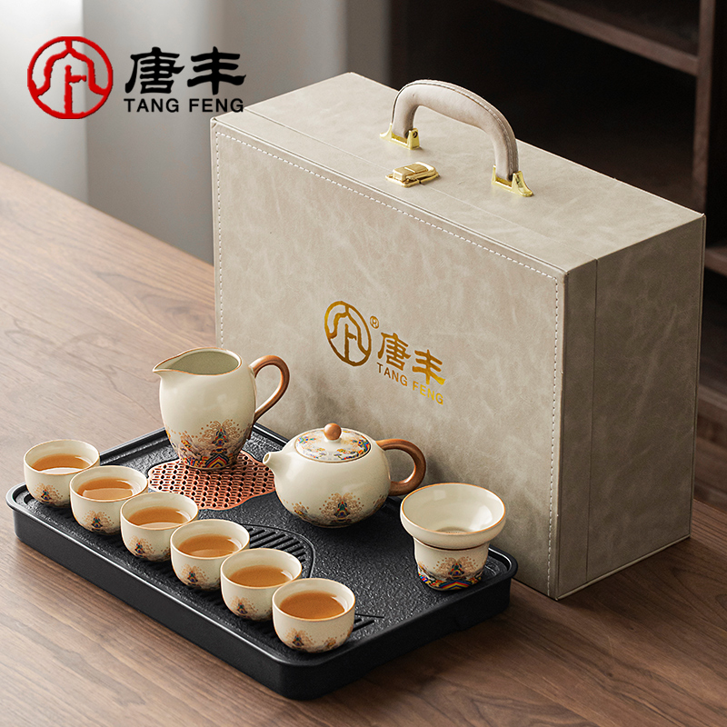 唐丰汝窑茶具礼盒套装泡茶专用新年礼物送礼长辈领导父亲退休礼品