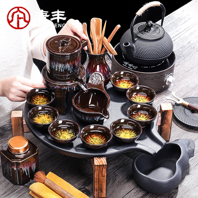 茶具套裝家用簡約功夫茶杯陶瓷粗陶複古石磨懶人全自動泡茶器茶壺在類目 餐飲具, 茶具, 功夫茶具中 - 來自Buy2taobao.com提供專業的淘寶代購服務