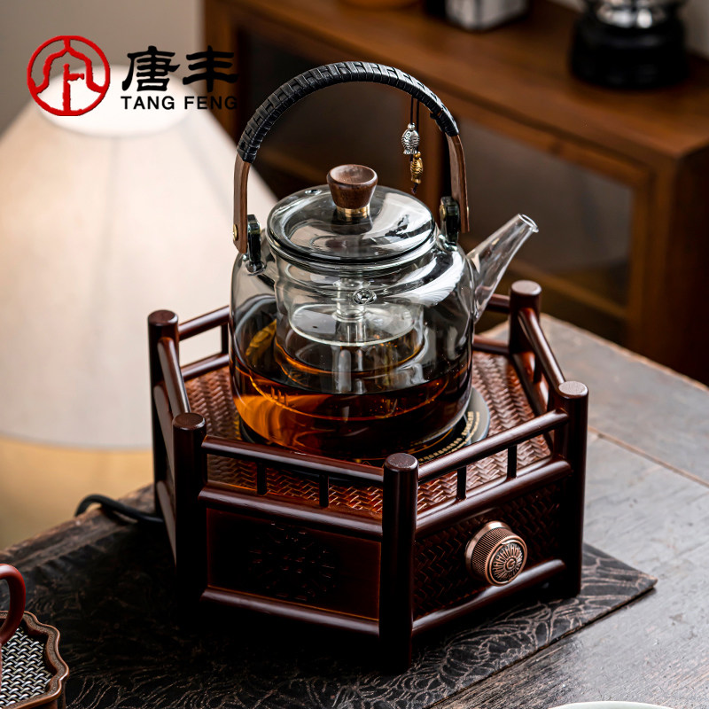 唐丰2026新款围炉煮茶创意竹编电陶炉煮茶器具玻璃烧水泡茶专用壶