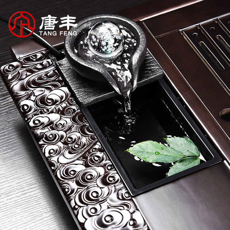 唐丰茶盘带电磁炉一体家用客厅功夫茶具托盘办公会客实木大茶台A