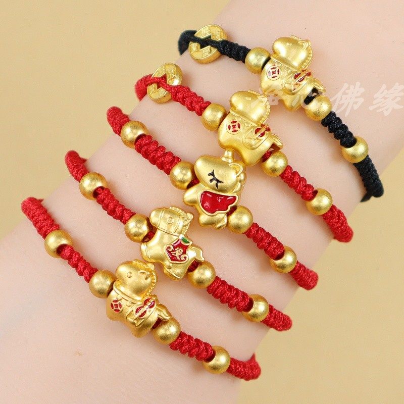 2026新款编织红绳马年马上有钱马上发男女儿童本命年创意礼品饰品