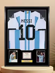 【Includes Jersey】Football Star Messi Signed Jersey Framed in a Photo Frame, a Birthday Gift for Boyfriend