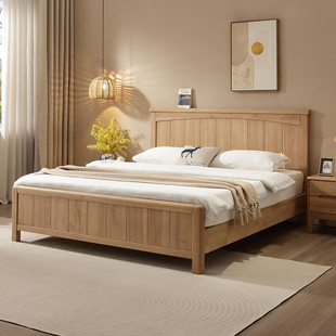 白橡木全实木床1.8北欧卧室双人床1.5m简约1.35小户型1.2日式 家具