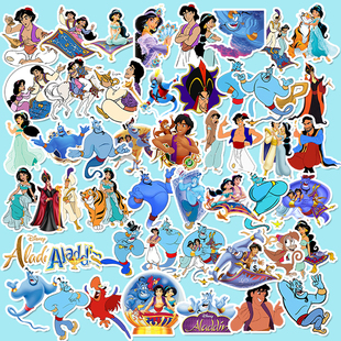 阿拉丁神灯贴纸神话动漫卡通人物手账素材手机壳电脑DIY装饰贴画