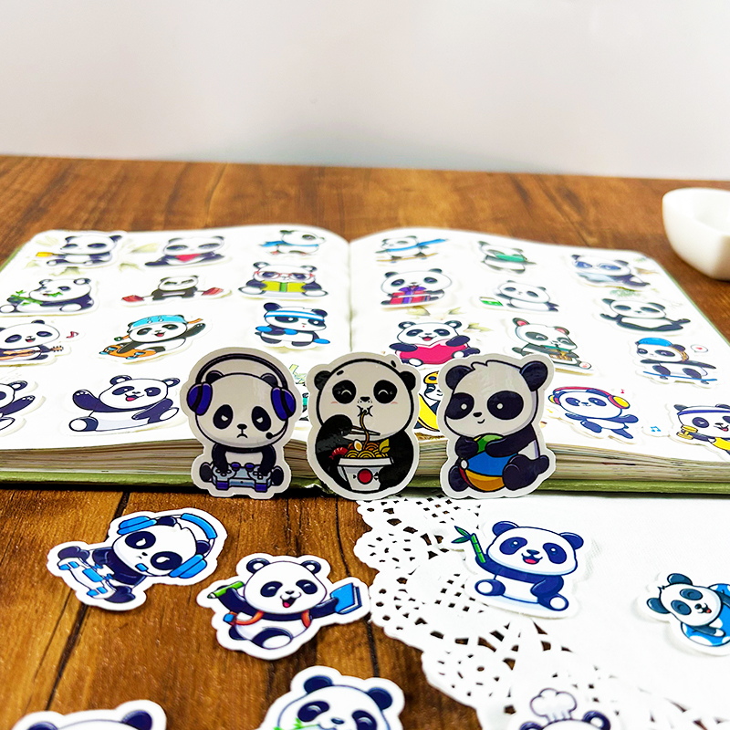 手账贴纸卡通可爱q版国宝熊猫diy装饰手机壳电脑ipad防水素材贴画