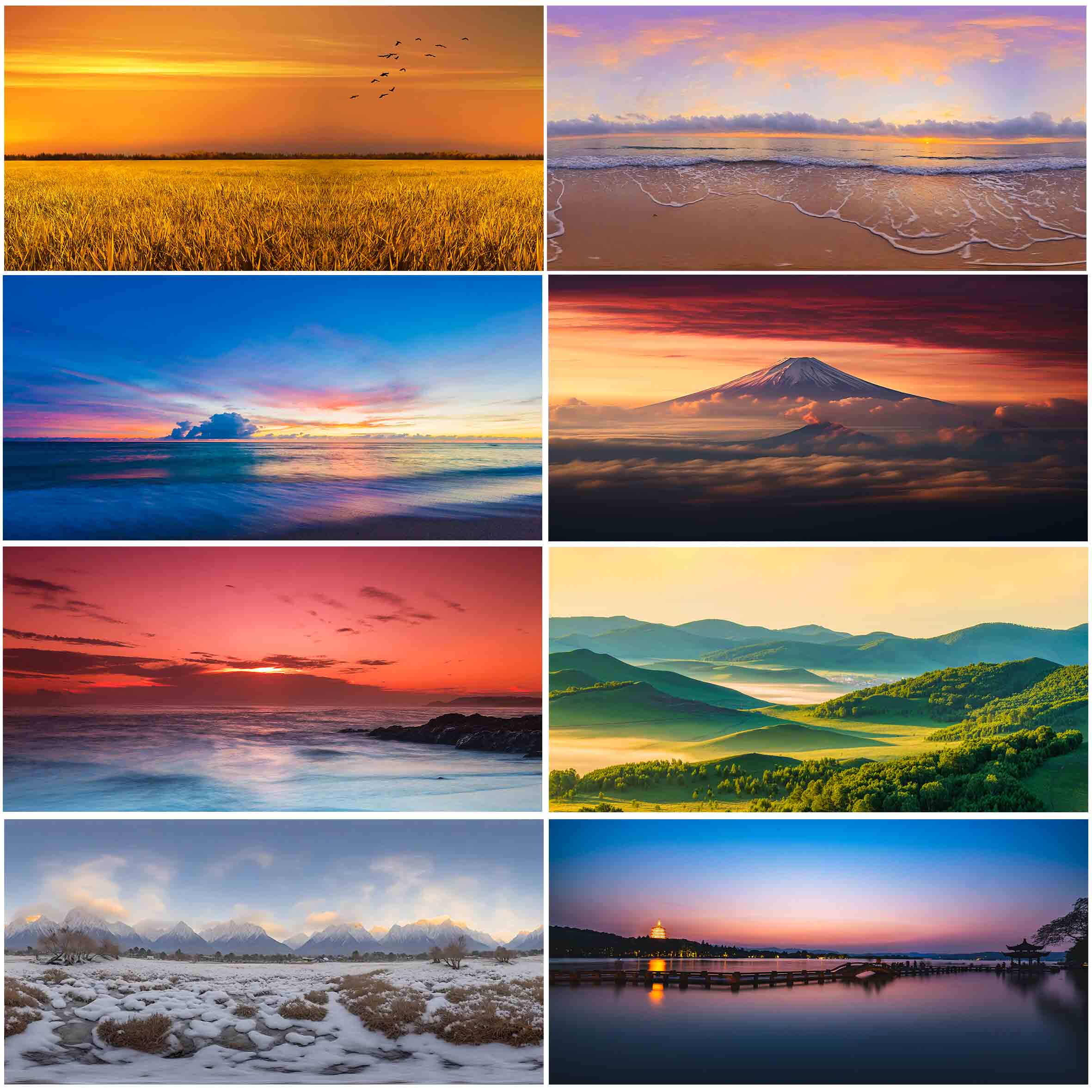 梦幻黄昏夕阳壁画鱼缸背景贴画