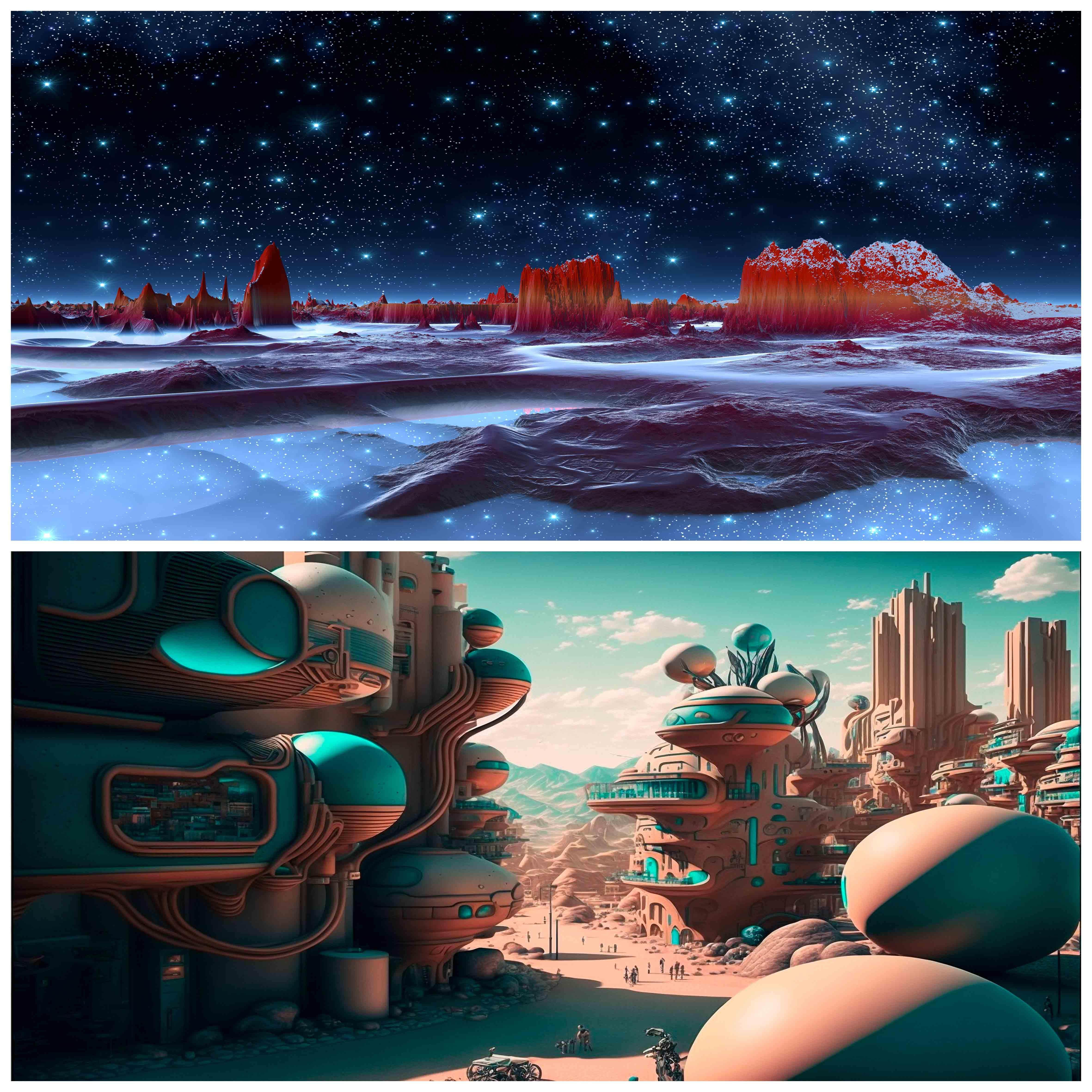 外太空星球造景鱼缸背景外贴画