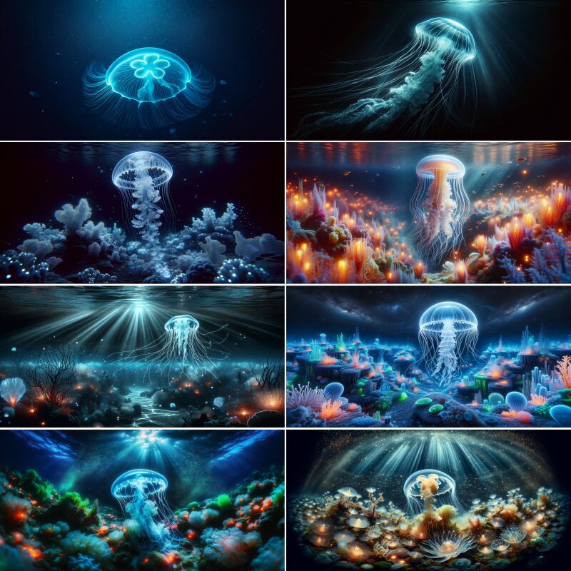 鱼缸背景纸海底世界壁纸水族箱贴纸壁画水母造景装饰画定制缸外贴