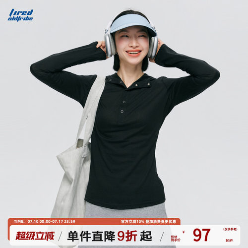 TIRED美式复古翻领长袖T恤女