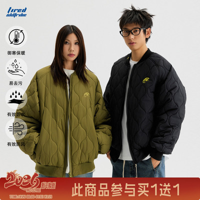 TIRED美式葫芦纹棒球领棉衣外套