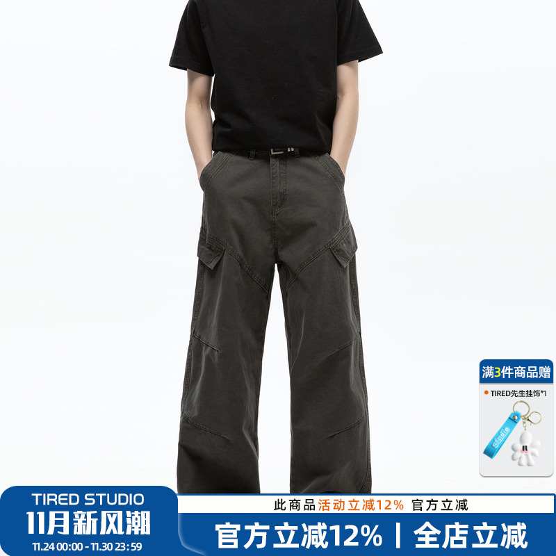 TIRED宽松潮流工装牛仔裤