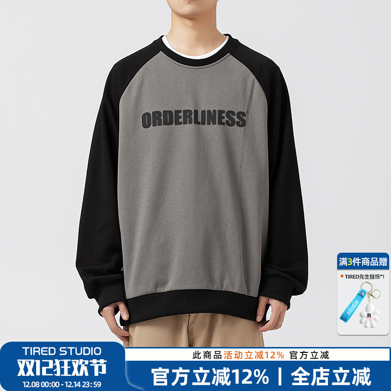 字母印花单行者套头圆领卫衣