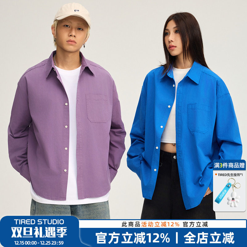 TIRED长袖宽松潮流衬衫