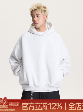 TIRED潮牌cleanfit短款连帽卫衣400g重磅宽松长袖套头衫休闲上衣