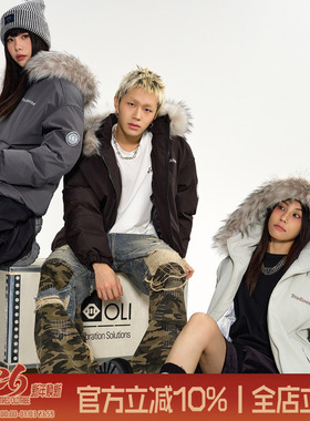 TIRED美式潮牌毛领派克服男女冬季宽松保暖棉衣加厚休闲棉服外套