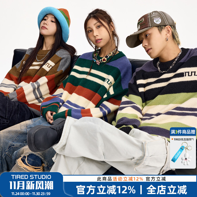 TIRED宽松圆领套头针织衫