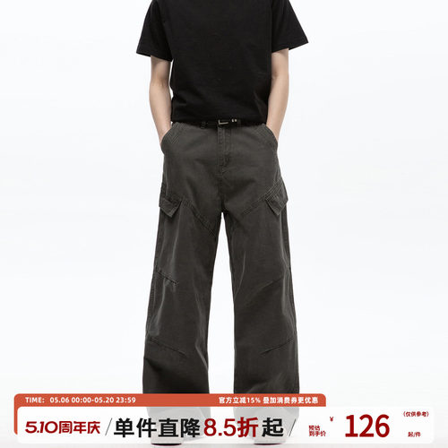 TIRED宽松潮流工装牛仔裤