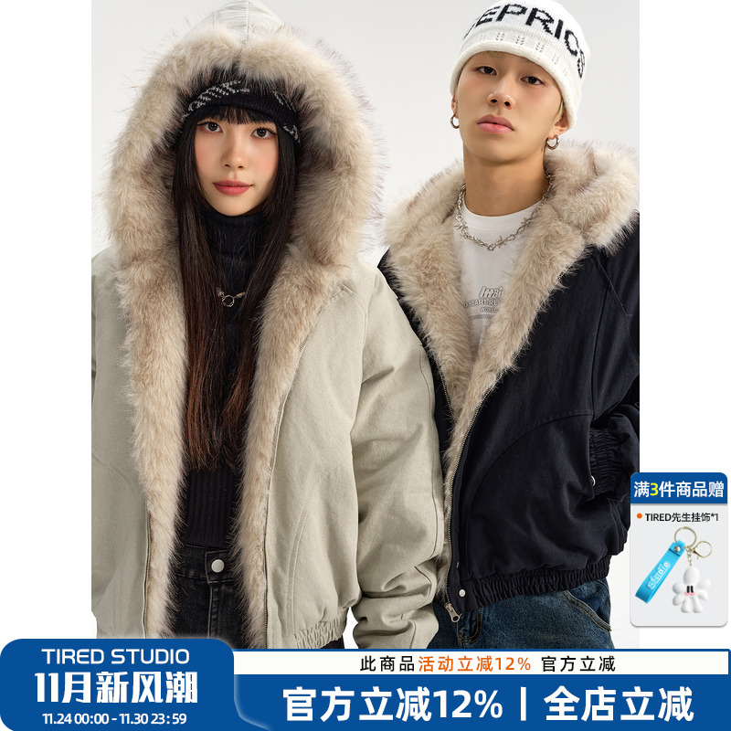 TIRED加厚冬季宽松棉衣