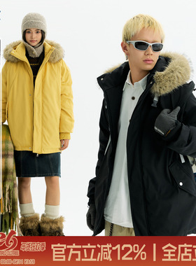 TIRED美式简约90白鸭绒中长款派克羽绒服冬季情侣款加厚保暖外套