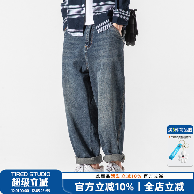 单行者拉链门襟秋季牛仔裤