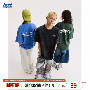 新款 TIRED美式 t恤2025夏季 短袖 国潮tee街头上衣 复古240g水洗薄款