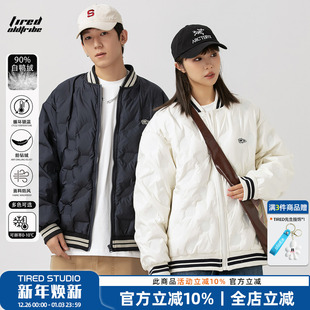 新款 轻薄棒球领羽绒服男2025冬季 90白鸭绒保暖休闲外套男 美式 冬季