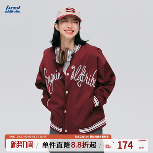 宽松街头上衣百搭休闲夹克潮 情侣款 TIRED美式 潮流棒球服外套春季