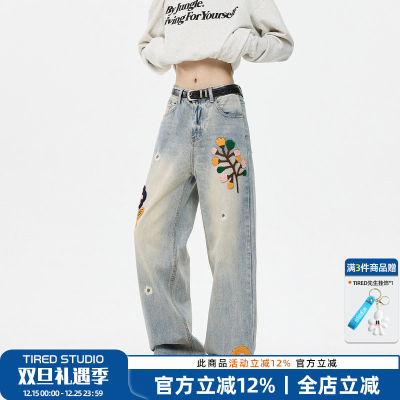TIRED长裤秋季宽松牛仔裤