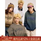 TIRED渐变色圆领卫衣长袖 宽松街头休闲上衣 套头衫 春秋情侣款 美式