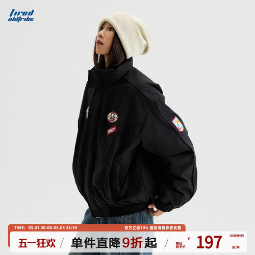 TIRED美式复古贴标立领棉服冬季