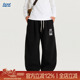 简约街头弯刀运动裤 男女宽松阔腿卫裤 直筒裤 TIRED美式 休闲长裤 子